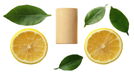 lemon with leaves isolated on white background