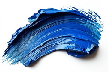 Brush stroke and texture. Smear brush, Acrylic white-blue texture brush stroke hand drawing, isolated on white background.