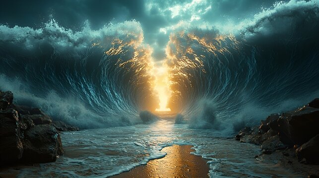 Moses splitting the red sea