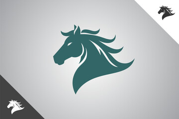 Horse minimalis logo with 2 color options. An animal and pet symbol. Black solid color logo. Minimal logotype and sign. Eps 10.