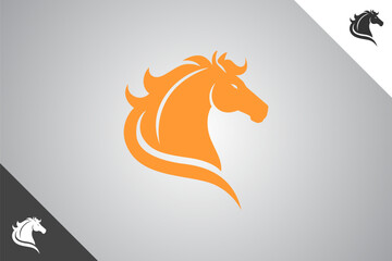 Horse minimalis logo with 2 color options. An animal and pet symbol. Black solid color logo. Minimal logotype and sign. Eps 10.