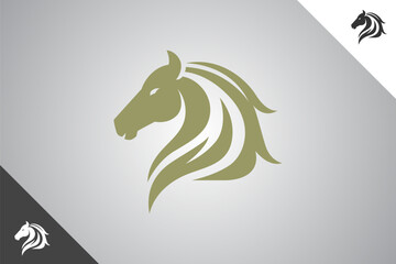 Horse minimalis logo with 2 color options. An animal and pet symbol. Black solid color logo. Minimal logotype and sign. Eps 10.