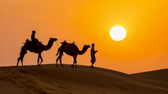 camels in the desert