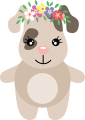Adorable dog with wreath floral on head