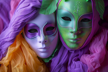 Beautiful greeting card with bright holiday composition for happy celebrate mardi gras