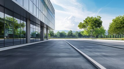 Empty road at building exterior.