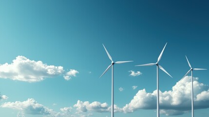 Fototapeta premium Futuristic Urban Landscape with Wind Turbines Blending into Skyscrapers for Sustainable Energy