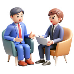 Fototapeta premium Interviewing Candidates 3d cartoon style illustration 