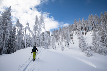 snow covered mountain chalet skiing