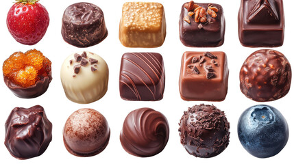Set od chocolate isolated on white background