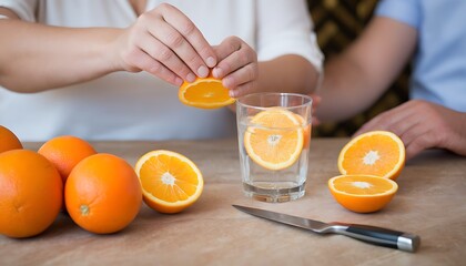 Fresh orange slices for juicing, healthy and delicious anytime.