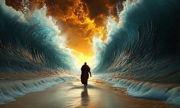 Moses splitting the red sea