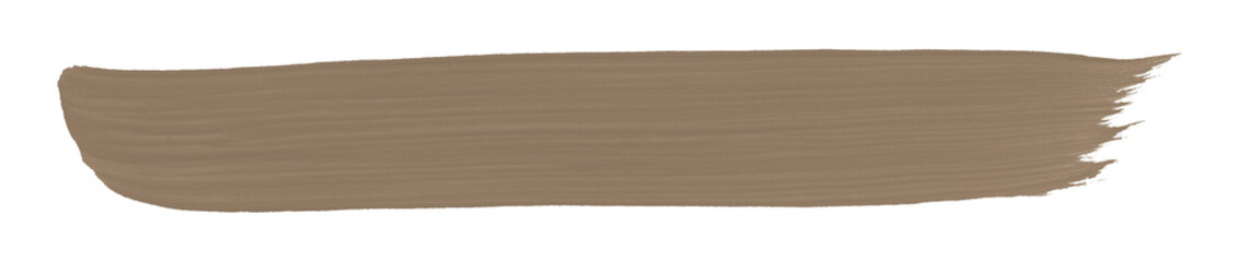Neutral paint brush texture stroke. Artistic hand painted object, form, figure, background. Abstract painting element in brown color. Textured gouache drawn template with smear