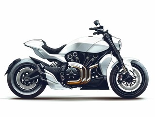 Obraz premium A sleek, modern motorcycle with a striking white body and distinctive design features, showcasing powerful performance and advanced engineering.