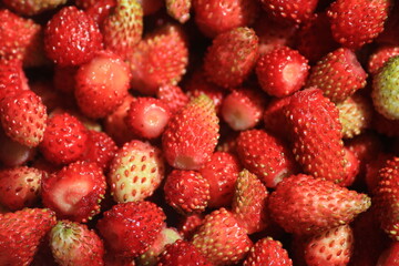 red ripe strawberries close up