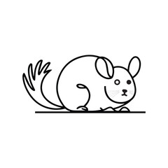 A silhouette line art of a Hamster On white background. Minimal bold line of mouse, rat & rodents.