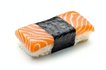 Juicy piece of fresh salmon with ingredients close-up isolated on a white background. 