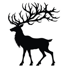 silhouette of deer vector with white background