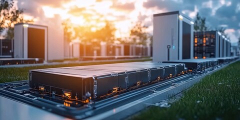 battery energy storage system consisting of several lithium battery modules placed side by side