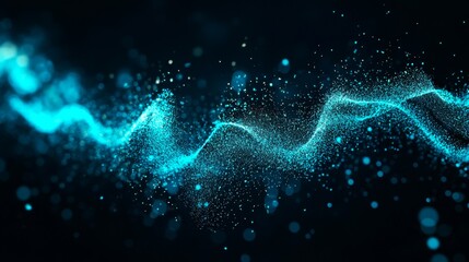 A vibrant, abstract representation of flowing particles and waves in a digital space.
