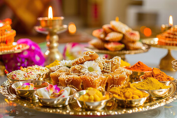 Naklejka premium Beautiful greeting card with bright holiday composition for happy and celebrate Diwali