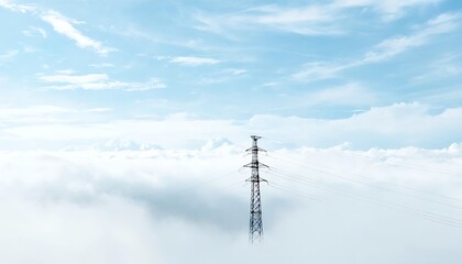 Obraz premium Impressive scene of tall transmission towers blending into natural clouds