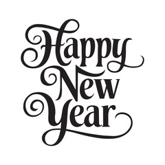 Happy New Year Typography design for greeting banners, Mouse Pads, Prints, Cards and Posters, Mugs, Notebooks, Floor Pillows and T-shirt prints design vector illustration with white background.