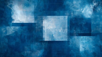 Naklejka premium Abstract Blue Textured Geometric Art Painting