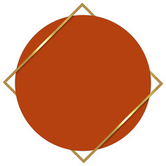 Metallic Orange Circular Text Frame with Gold Border, Isolated on White