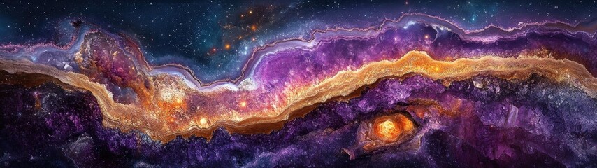 Fototapeta premium A stunning cosmic vista showcasing vibrant nebulae and star formations, portraying the beauty of the universe in rich colors.
