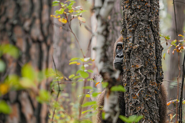 Obraz premium Huge fantasy hairy yeti character in outdoor nature background