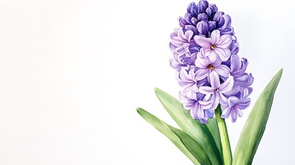 Fototapeta premium Watercolor, purple hyacinth clipart, detailed, high in detail, white background