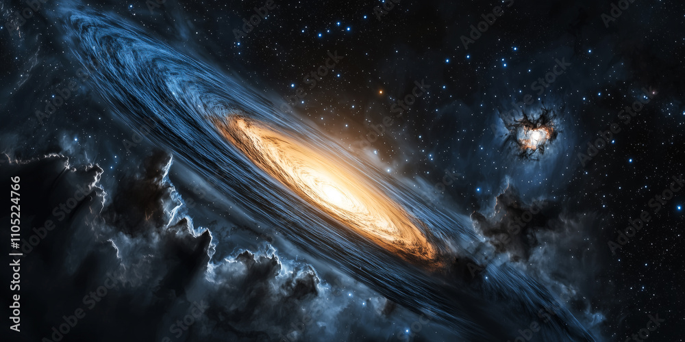 Wall mural stars of a planet and galaxy in a free space background