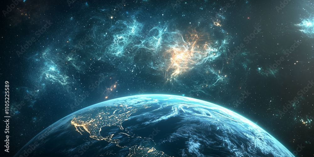 Wall mural planet against the background of the outer space