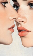 Obraz premium two woman face close up,generation AI