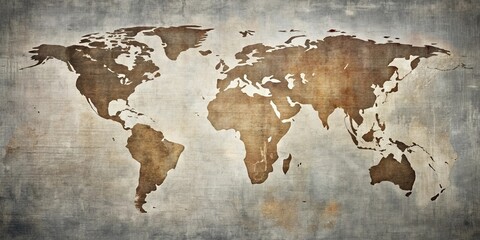 A Vintage World Map Design on Textured Background