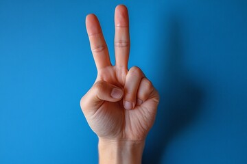 On a deep blue background, hands showing various signs with their fingers. Clear and expressive gestures emphasize the beauty of the movements and symbolism.
