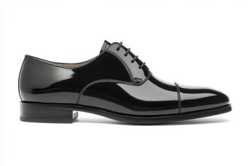 Polished black men s Oxford shoes Isolated on a white background, perfect for formal occasions