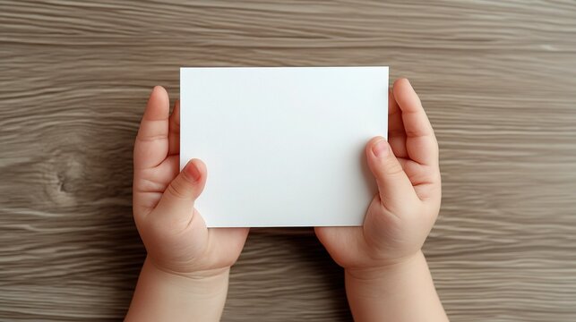 Innocence and Imagination: A Child's Hands Holding a Blank Canvas of A6 Paper, Ready to Embark on a Creative Journey