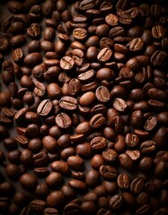Obraz premium Roasted coffee beans texture background portrait oriented image