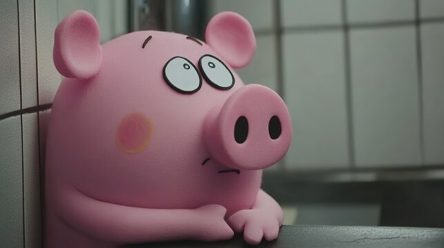 ：Whimsical World of Animation: A Cheerful Cartoon Pig Embracing the Joys of Life with Playful Charm and Colorful Personality