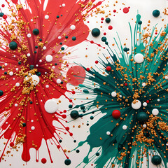 Dynamic splashes of color with gold accents abstract art composition, digital of abstract concept.