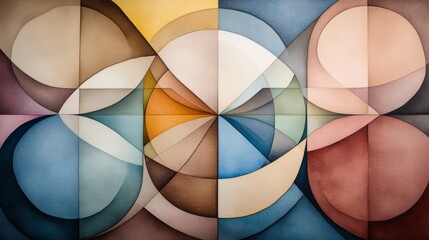 Fototapeta premium Vibrant abstract painting, colorful geometric shapes, dynamic lines, and bold hues for modern decor