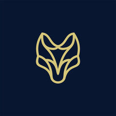 simple and elegant wolf head line logo design