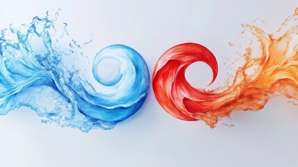 Fototapeta premium Abstract water and fire background, a dynamic interplay of elements with vibrant colors swirling textures