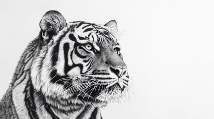 Majestic Tiger Portrait in Striking Monochrome Art
