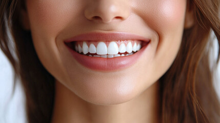 Fototapeta premium Bright, Cheerful Smile Showcasing Perfectly White Teeth, Set Against A Pure White Background To Emphasize Dental Health And Freshness