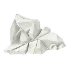 Rocky stones with boulder fragments with cracks and rough texture. Watercolor digital illustration. Piece of rock in the sea isolated on white background. Natural stone, part of the mountain © Elena