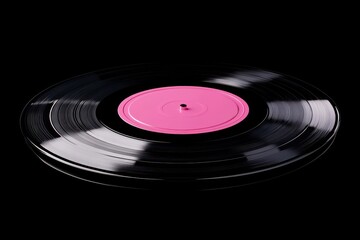 vinyl record pink label black disc glossy surface vintage audio music medium circular shape