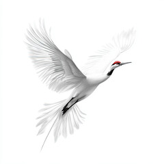Obraz premium Crane Bird Silhouette, Black And White Illustration Isolated On White Background